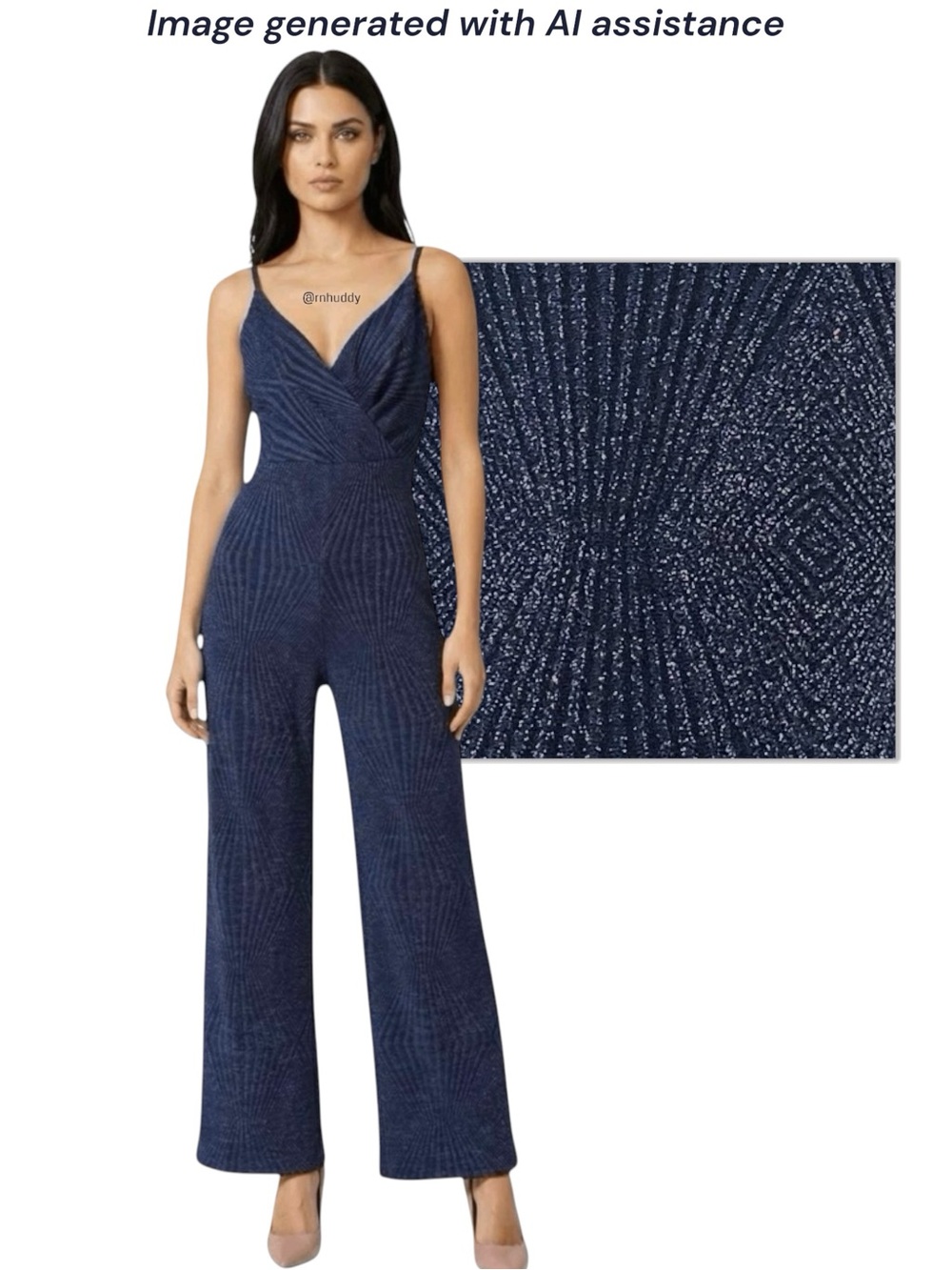 NWT Francescas ALYA S blue glitter knit wide leg jumpsuit